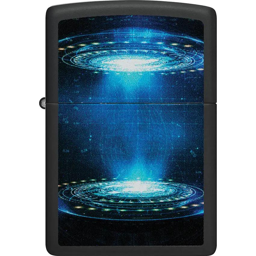 Zippo UFO Flame Design Lighter Black Matte - Ultraviolet Reveal Hidden Scene For Collectors Gift by Zippo