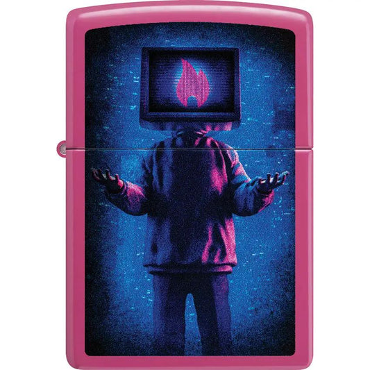 Zippo Flame TV Man Lighter - Pink Collectors Edition With Premium Finish Limited Edition Gift For Her by Zippo