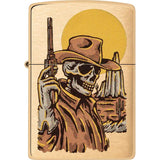 Zippo Cowboy Skull Lighter - Brushed Brass Finish Durable Collectible For Western Fans by Zippo