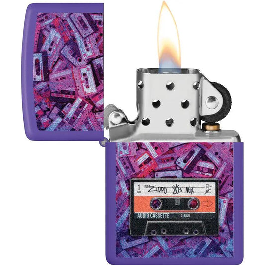 Zippo 80s Cassette Tape Lighter - Purple Enamel Gift Box For Retro Collectors And Nostalgia Lovers by Zippo