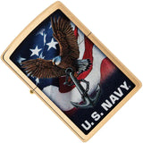 Zippo US Navy Lighter - Officially Licensed Brushed Brass Finish For Navy Enthusiasts by Zippo