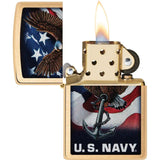 Zippo US Navy Lighter - Officially Licensed Brushed Brass Finish For Navy Enthusiasts by Zippo