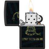 Zippo Dont Tread On Me Lighter - Matte Black Finish Boxed For Collectors And Outdoor Fans by Zippo