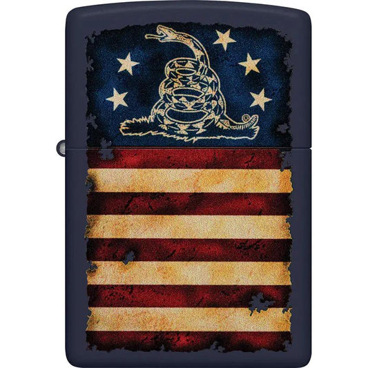 Zippo Dont Tread On Me Lighter - Blue Matte Finish Collectible Boxed Edition For Collectors And Outdoors Enthusiasts by Zippo