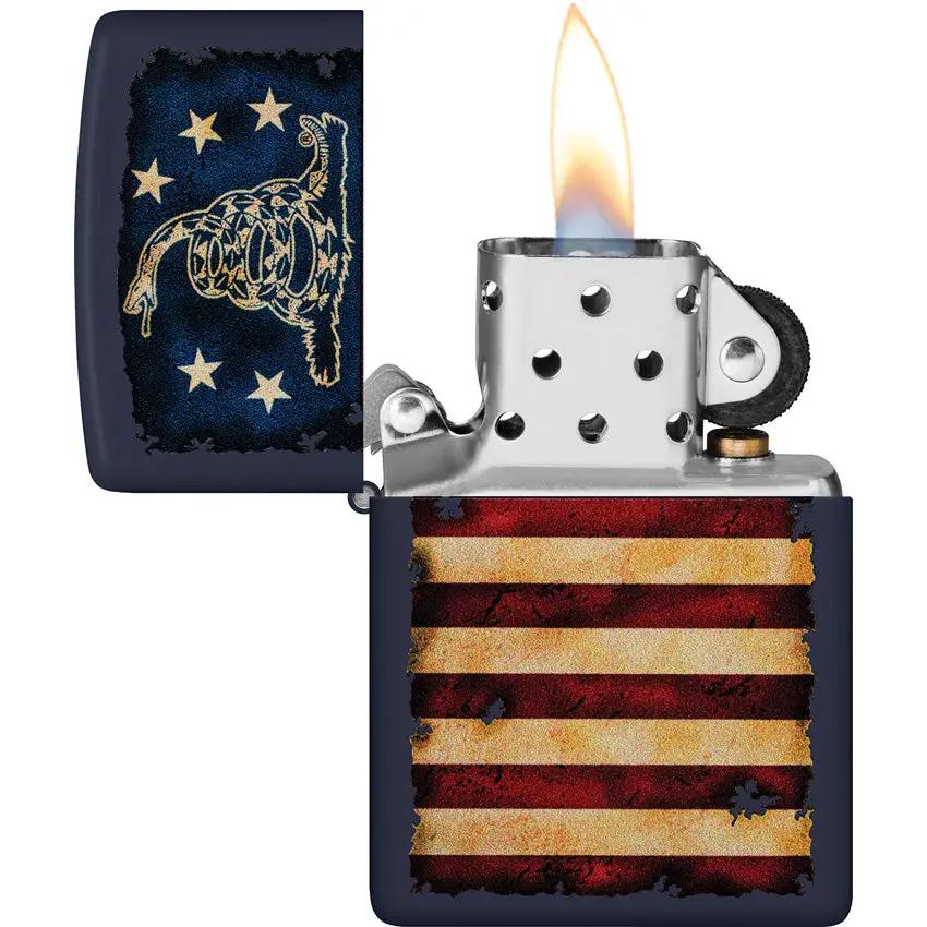 Zippo Dont Tread On Me Lighter - Blue Matte Finish Collectible Boxed Edition For Collectors And Outdoors Enthusiasts by Zippo