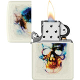 Zippo Skull Print Design Lighter 48563 Cream Matte Finish Boxed Premium Gift For Collectors - Iconic Skull Artwork by Zippo