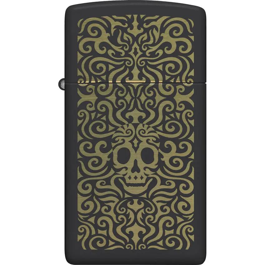 Zippo Skull Filigree Design Lighter 48564 - Matte Black Finish for Collectors and Gothic Fans by Zippo
