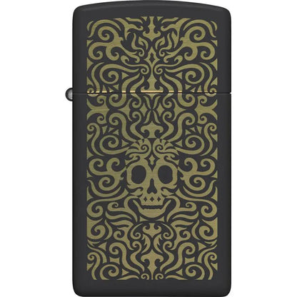 Zippo Skull Filigree Design Lighter 48564 - Matte Black Finish for Collectors and Gothic Fans by Zippo