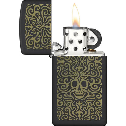 Zippo Skull Filigree Design Lighter 48564 - Matte Black Finish for Collectors and Gothic Fans by Zippo