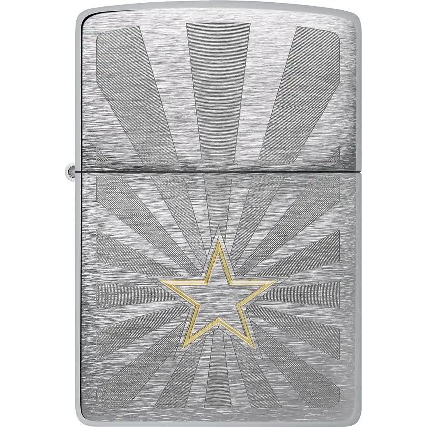Zippo Star Design Lighter Model 48657 - Brushed Chrome Finish With Iconic Star Motif For Collectors by Zippo