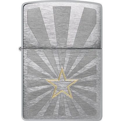 Zippo Star Design Lighter Model 48657 - Brushed Chrome Finish With Iconic Star Motif For Collectors by Zippo
