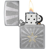 Zippo Star Design Lighter Model 48657 - Brushed Chrome Finish With Iconic Star Motif For Collectors by Zippo