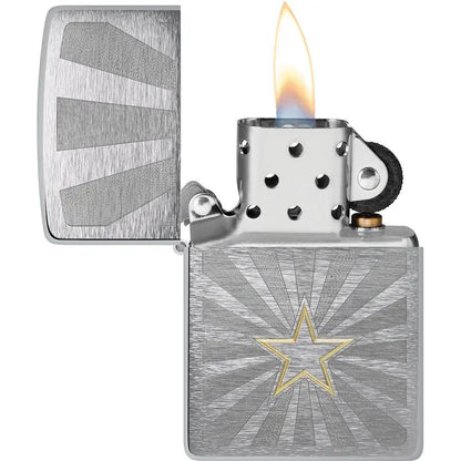Zippo Star Design Lighter Model 48657 - Brushed Chrome Finish With Iconic Star Motif For Collectors by Zippo