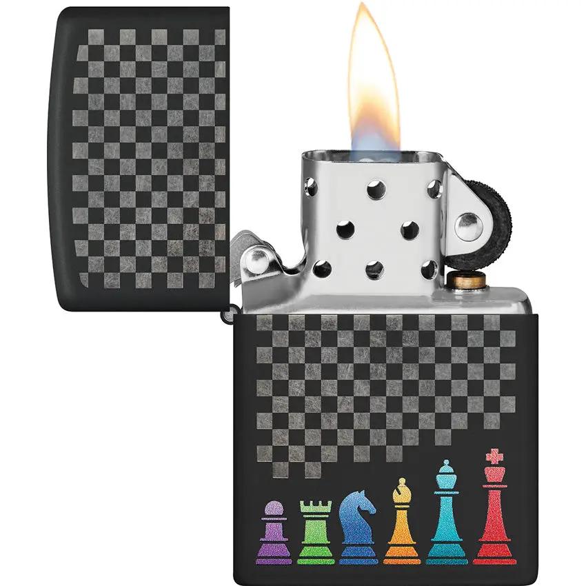 Zippo Chess Pieces Lighter 48662 - Black Matte Finish Gift Boxed For Chess Lovers And Collectors by Zippo