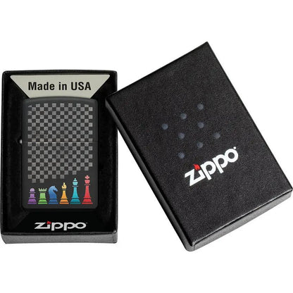 Zippo Chess Pieces Lighter 48662 - Black Matte Finish Gift Boxed For Chess Lovers And Collectors by Zippo