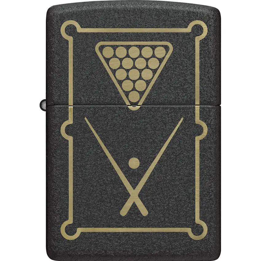 Zippo Billiards Design Lighter - Black Crackle Finish, Windproof Boxed Authentic Gift For Pool Players by Zippo