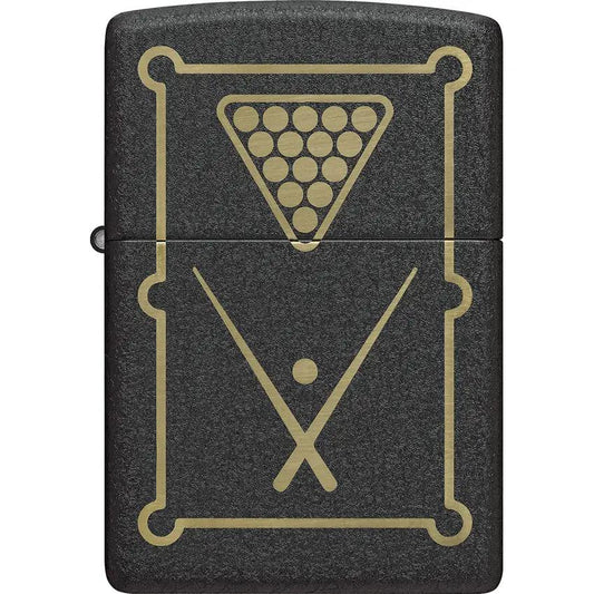 Zippo Billiards Design Lighter - Black Crackle Finish, Windproof Boxed Authentic Gift For Pool Players by Zippo