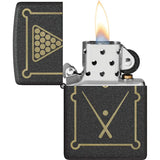 Zippo Billiards Design Lighter - Black Crackle Finish, Windproof Boxed Authentic Gift For Pool Players by Zippo