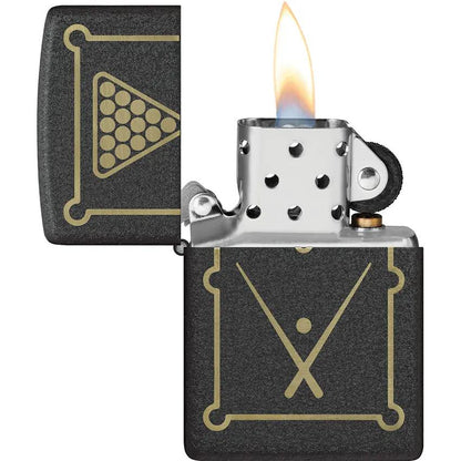 Zippo Billiards Design Lighter - Black Crackle Finish, Windproof Boxed Authentic Gift For Pool Players by Zippo