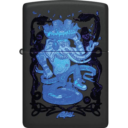 Zippo Rick Rietveld UV Blacklight Lighter - Exclusive Collectors Edition with UV Reveal on Black Matte Finish by Zippo