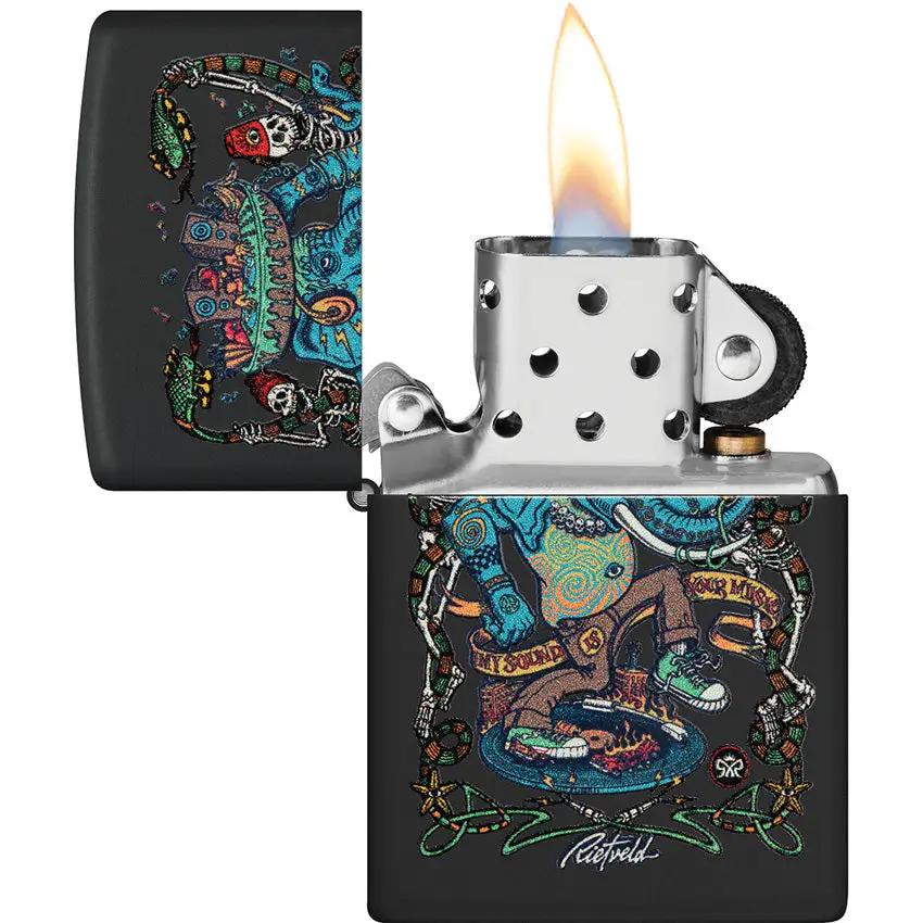 Zippo Rick Rietveld UV Blacklight Lighter - Exclusive Collectors Edition with UV Reveal on Black Matte Finish by Zippo