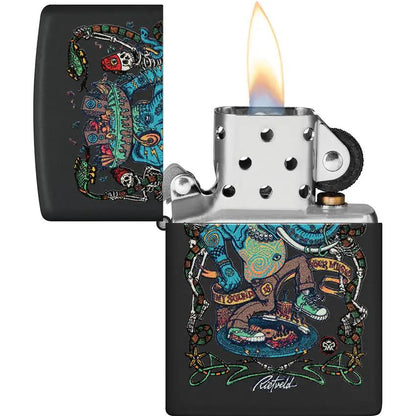Zippo Rick Rietveld UV Blacklight Lighter - Exclusive Collectors Edition with UV Reveal on Black Matte Finish by Zippo