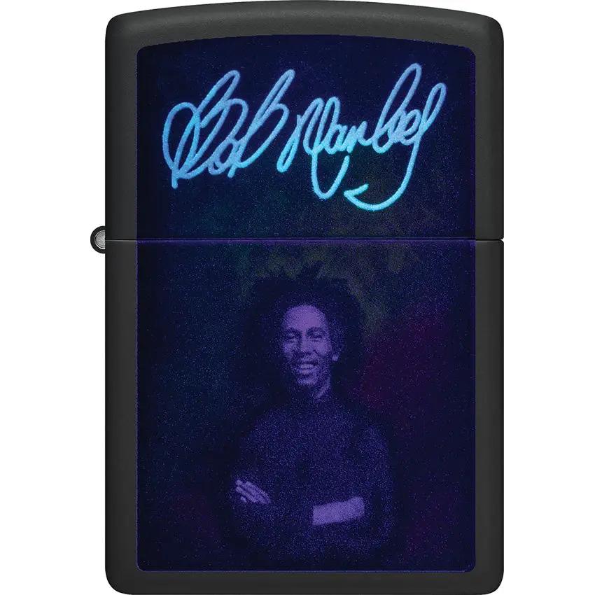 Zippo Bob Marley Lighter - UV Reactive Design In Black Matte Finish For Reggae Fans by Zippo