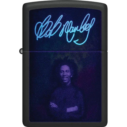 Zippo Bob Marley Lighter - UV Reactive Design In Black Matte Finish For Reggae Fans by Zippo