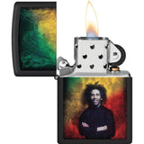 Zippo Bob Marley Lighter - UV Reactive Design In Black Matte Finish For Reggae Fans by Zippo