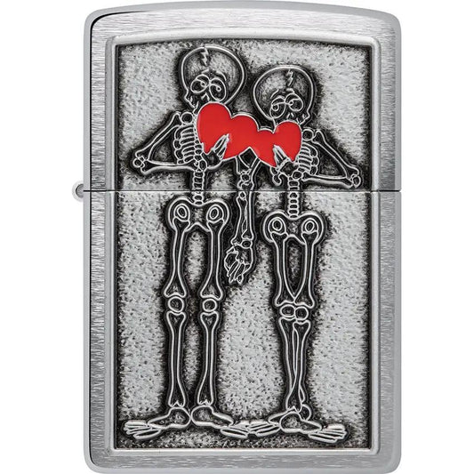 Zippo Skull Couple Lighter 48688 - Brushed Chrome Gift Boxed For Collectors Premium Edition by Zippo