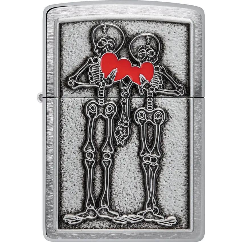 Zippo Skull Couple Lighter 48688 - Brushed Chrome Gift Boxed For Collectors Premium Edition by Zippo