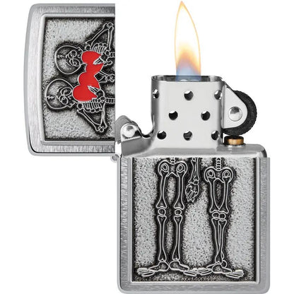 Zippo Skull Couple Lighter 48688 - Brushed Chrome Gift Boxed For Collectors Premium Edition by Zippo