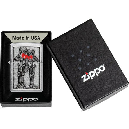 Zippo Skull Couple Lighter 48688 - Brushed Chrome Gift Boxed For Collectors Premium Edition by Zippo