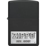Zippo Plate Emblem Lighter - Chrome Front And Black Matte Finish For Collectors Edition by Zippo