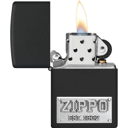 Zippo Plate Emblem Lighter - Chrome Front And Black Matte Finish For Collectors Edition by Zippo