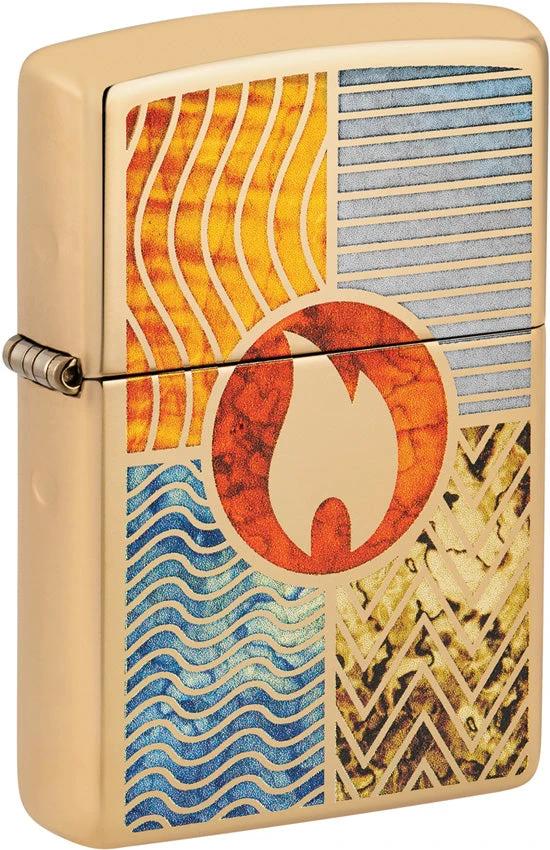 Zippo Elements Of Earth Lighter 48729 High Polish Brass Gift For Collectors And Outdoor Enthusiasts by Zippo