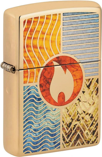 Zippo Elements Of Earth Lighter 48729 High Polish Brass Gift For Collectors And Outdoor Enthusiasts by Zippo