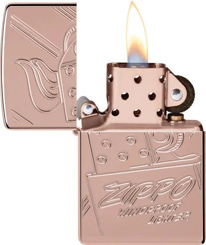 Zippo Script Collectible Lighter - Rose Gold Armor Finish Premium Gift Boxed For Collectors by Zippo