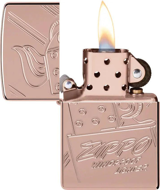Zippo Script Collectible Lighter - Rose Gold Armor Finish Premium Gift Boxed For Collectors by Zippo