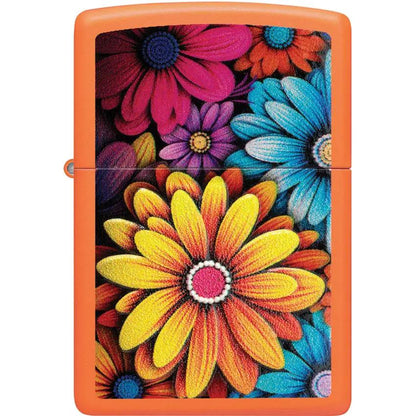 Zippo Flowers Design Lighter - Orange Matte Finish Gift Ready Boxed Collectible For Flower Lovers by Zippo