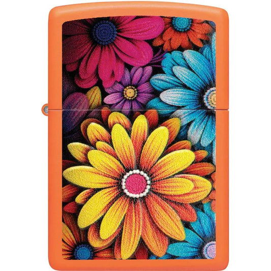 Zippo Flowers Design Lighter - Orange Matte Finish Gift Ready Boxed Collectible For Flower Lovers by Zippo