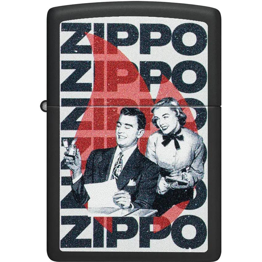 Zippo Lighter Vintage Design Black Matte 46475 - Windproof Classic Gift For Collectors by Zippo