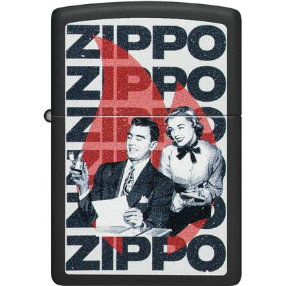 Zippo Lighter Vintage Design Black Matte 46475 - Windproof Classic Gift For Collectors by Zippo