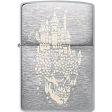 Zippo Skull Castle Lighter Brushed Chrome - Gothic Collectors Gift Boxed For Dark Style Fans by Zippo