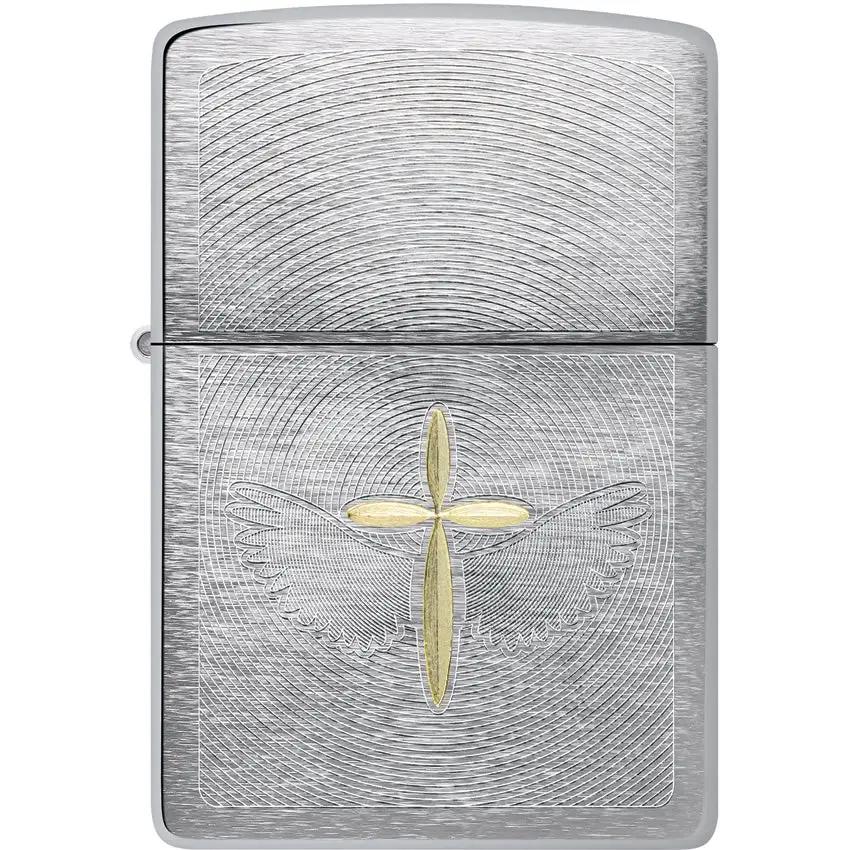 Zippo Angel Aura Cross Lighter - Brushed Chrome Gift For Collectors And Gift Givers by Zippo