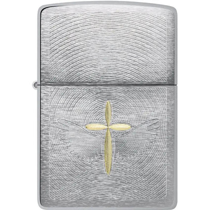 Zippo Angel Aura Cross Lighter - Brushed Chrome Gift For Collectors And Gift Givers by Zippo