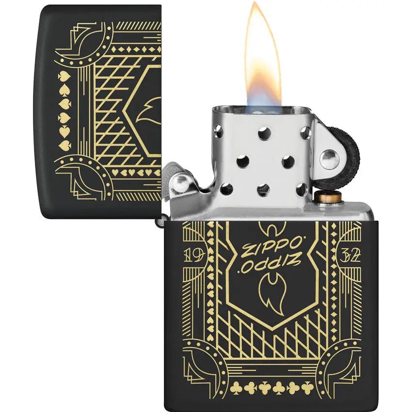 Zippo Lines Design Lighter 46483 - Compact Pocket Size With Black Matte Finish For Everyday Carry by Zippo