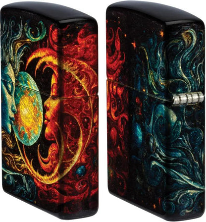 Zippo Sun And Moon Lighter - 540 Fusion Design Brass Tumbled Finish For Collectors by Zippo