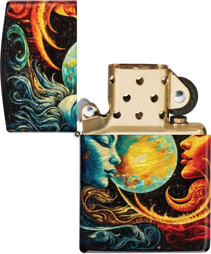 Zippo Sun And Moon Lighter - 540 Fusion Design Brass Tumbled Finish For Collectors by Zippo