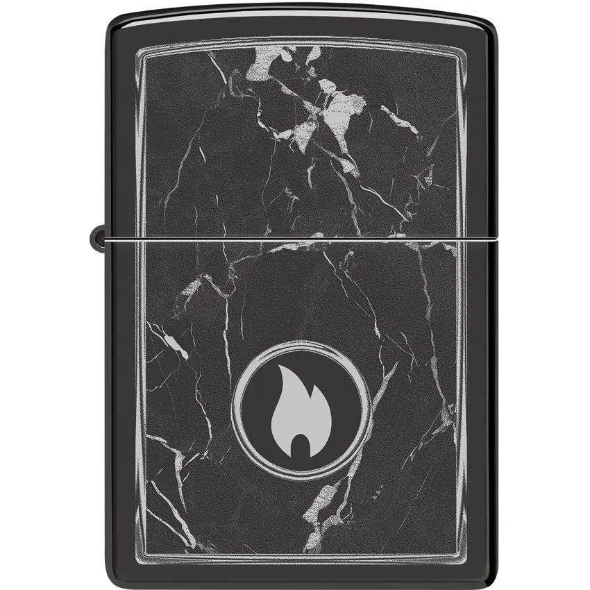 Zippo Marble Flame Lighter 46571 - High Polish Black Ice Finish Boxed Gift Ready by Zippo